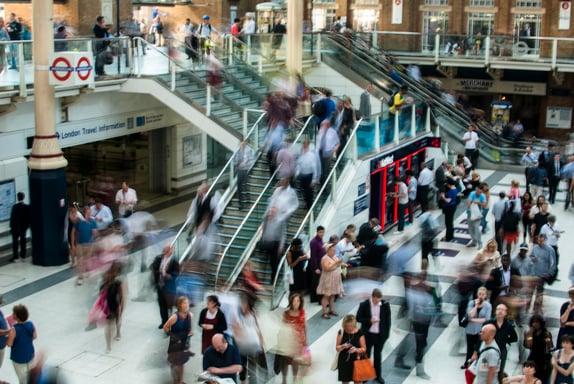 Crowds of people in a shopping mall to represent buyer personas