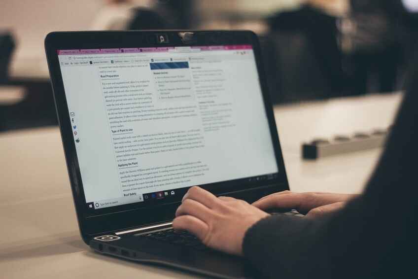 blogging on a laptop